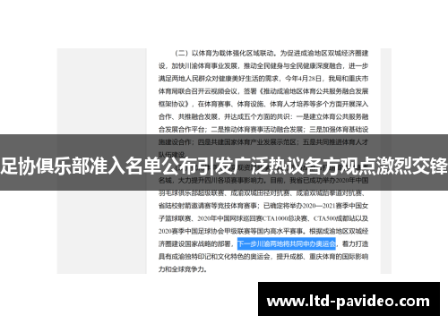 足协俱乐部准入名单公布引发广泛热议各方观点激烈交锋